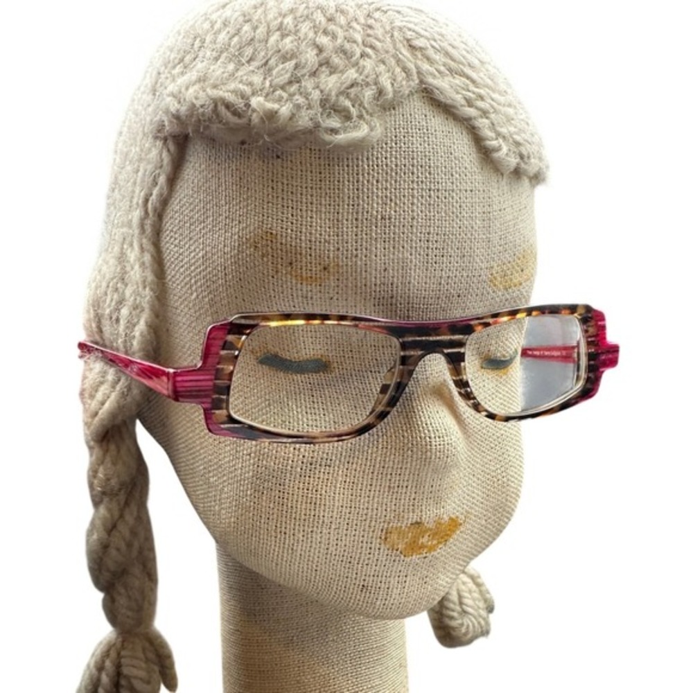 Vintage Theo Mango Eyeglasses Tortoise Pink Architectural Frame Belgium Women KC